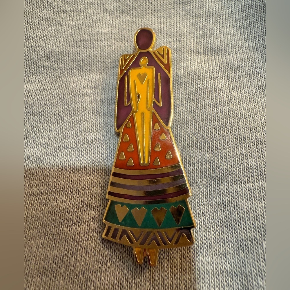 Laurel Burch Vintage Enamel Brooch “Mother And Child” *rare find*